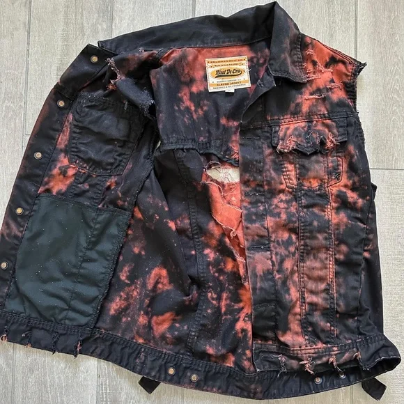 Rivet De Cru Jean Jacket Classic Sleeveless Rebel Distressed Look Men's Large